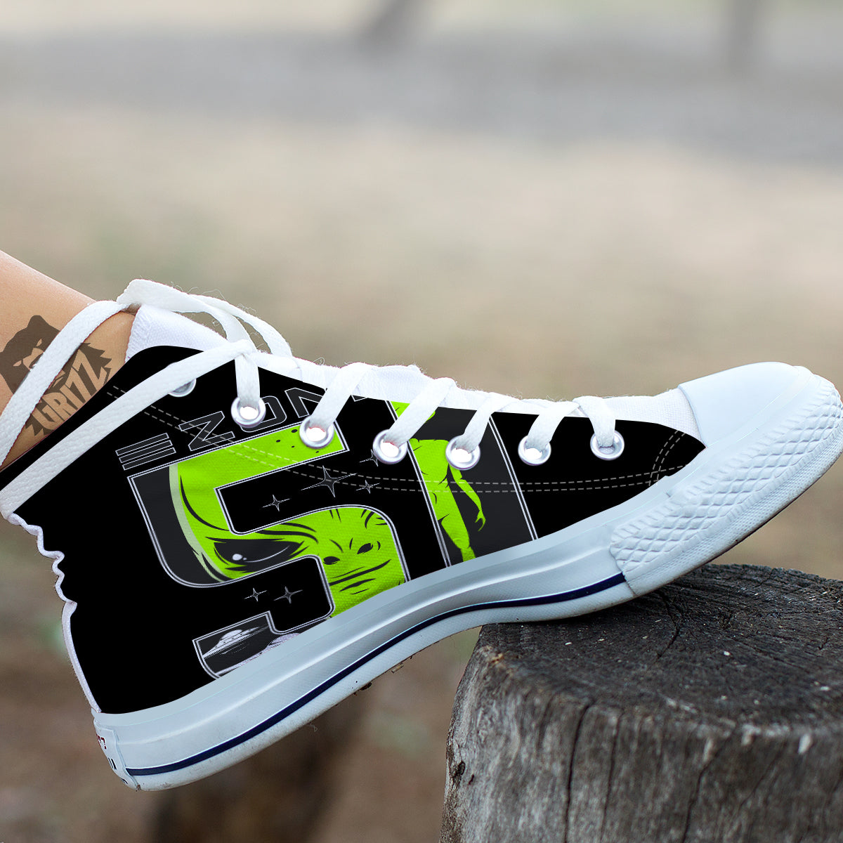 Zone 51 Alien And UFO Print White High Top Shoes-grizzshop