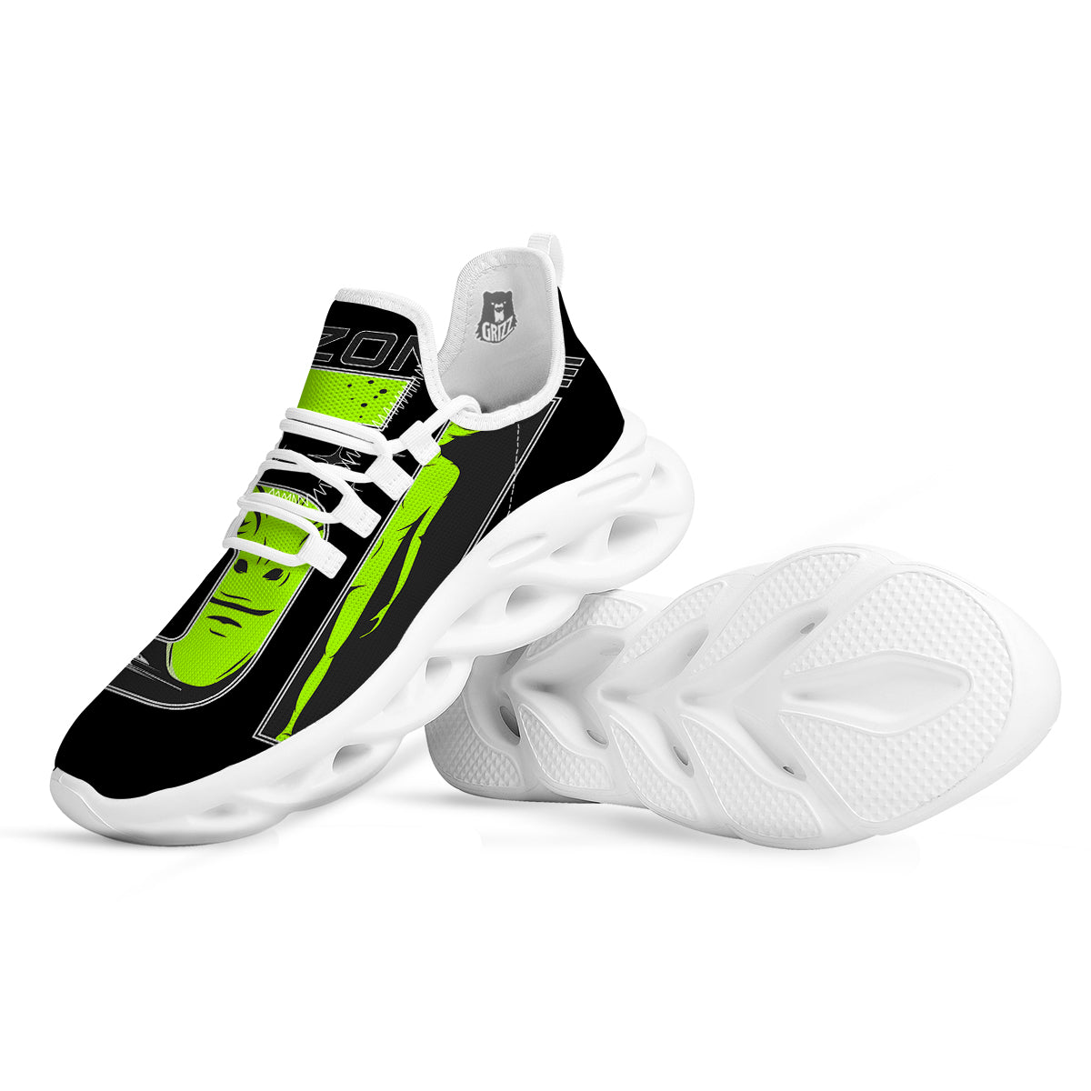 Zone 51 Alien And UFO Print White Running Shoes-grizzshop