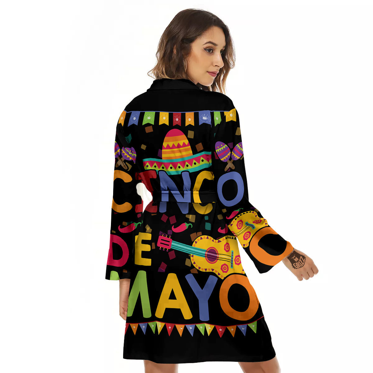 de Mayo Colorful Cinco Print Women's Robe-grizzshop