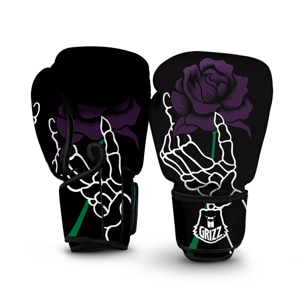 Tattoo Dark Purple Roses Print Boxing Glove-grizzshop