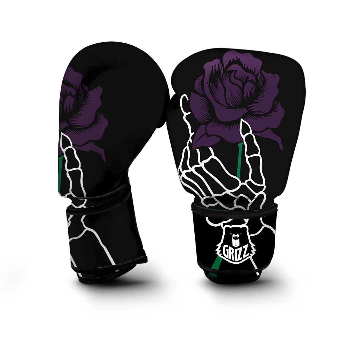 Tattoo Dark Purple Roses Print Boxing Glove-grizzshop