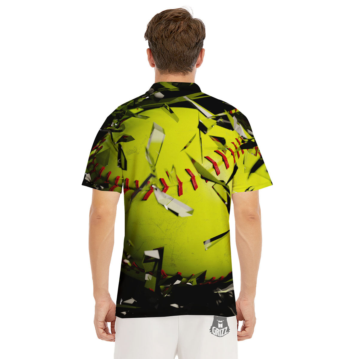 3D Baseballs Print Men's Golf Shirts-grizzshop