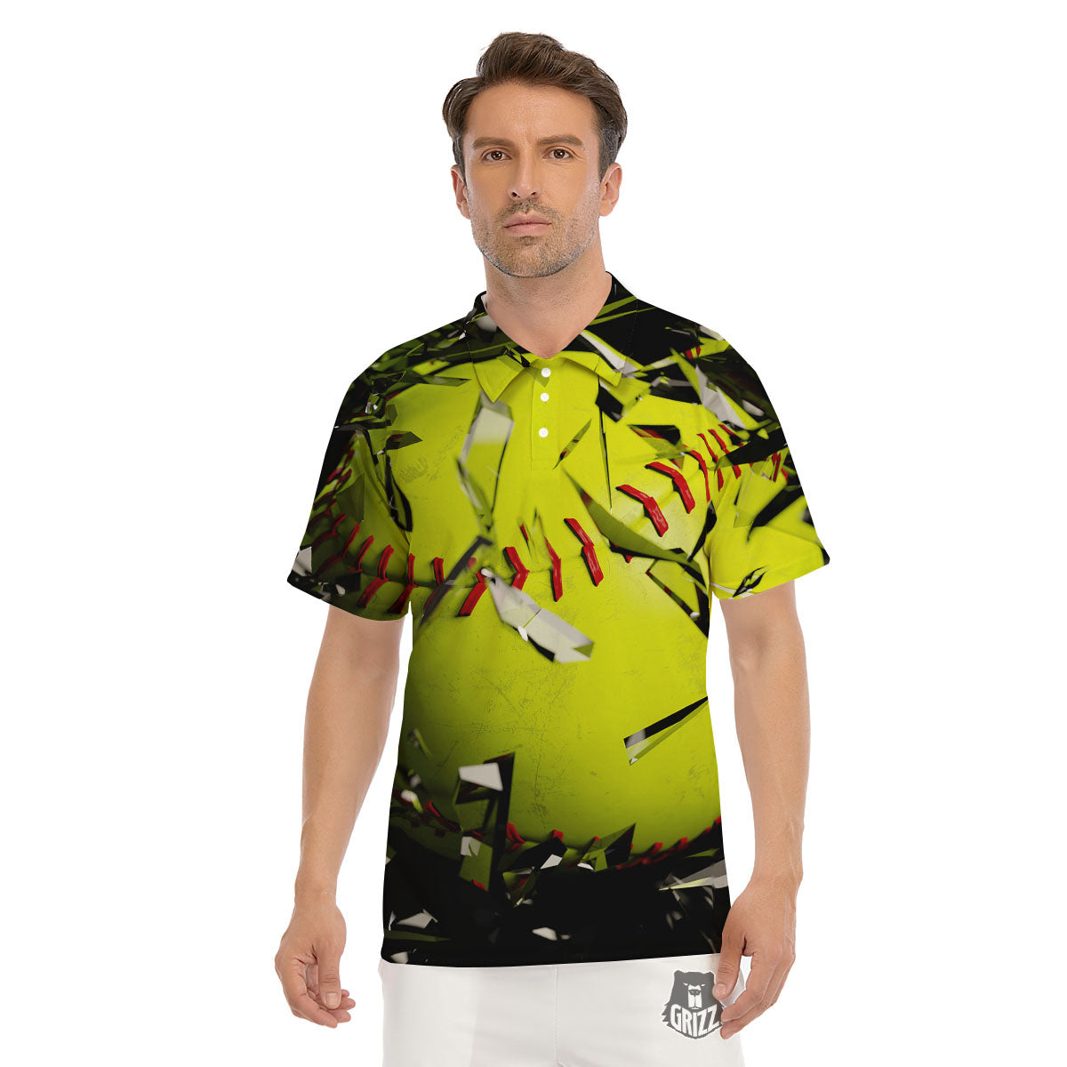 3D Baseballs Print Men's Golf Shirts-grizzshop