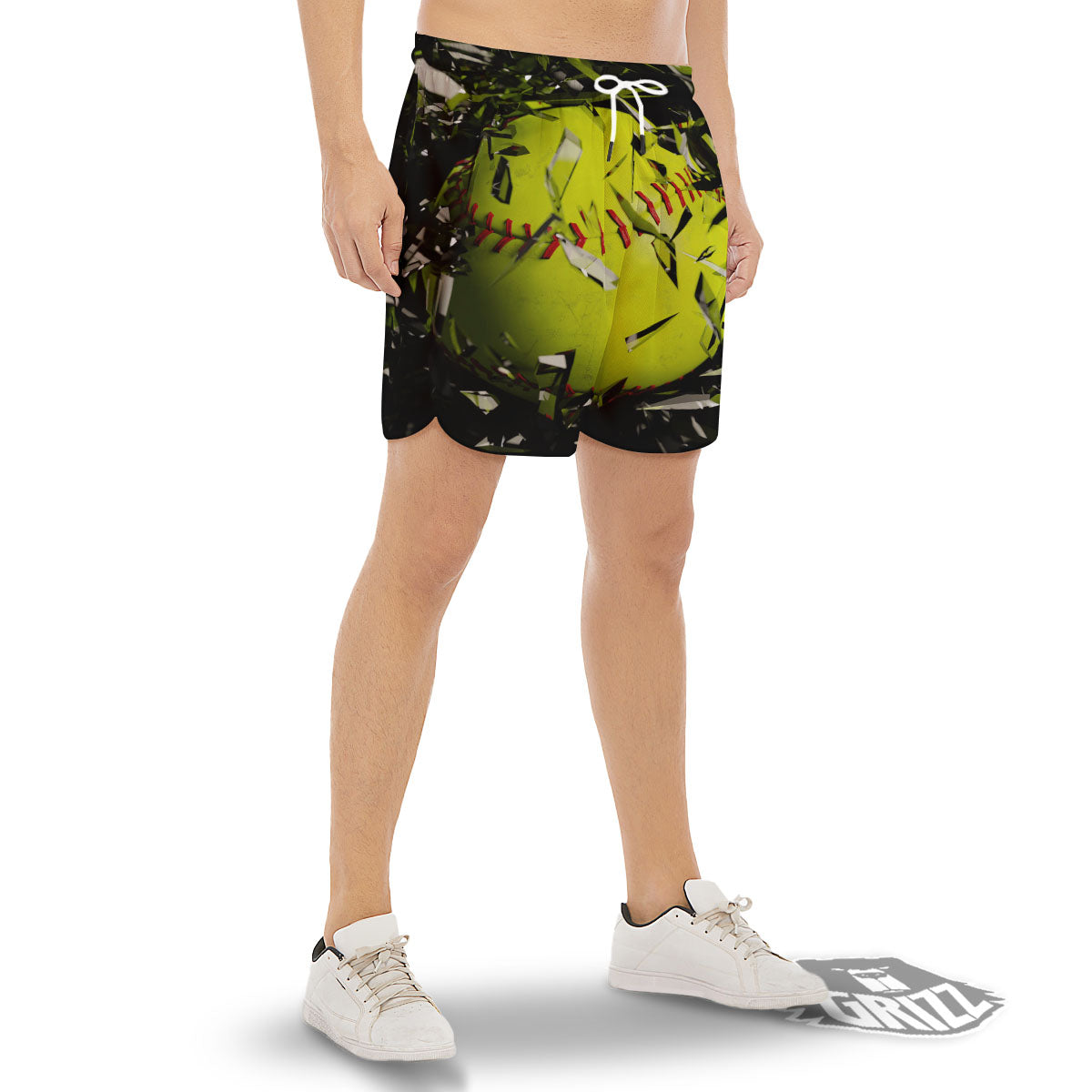 3D Baseballs Print Men's Gym Shorts-grizzshop