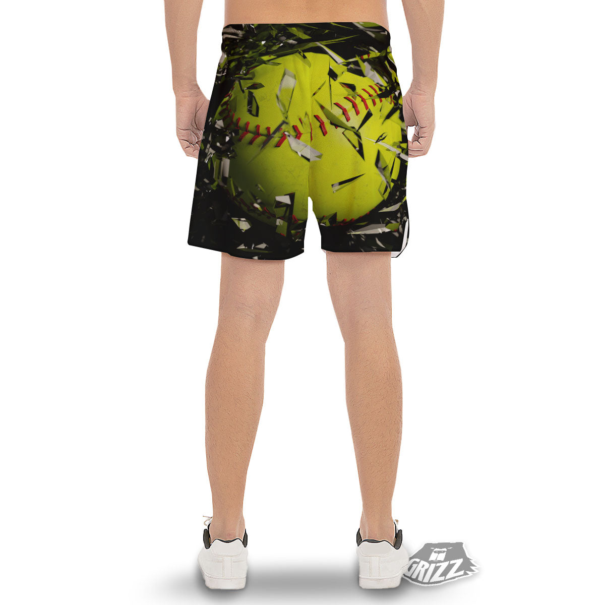 3D Baseballs Print Men's Gym Shorts-grizzshop