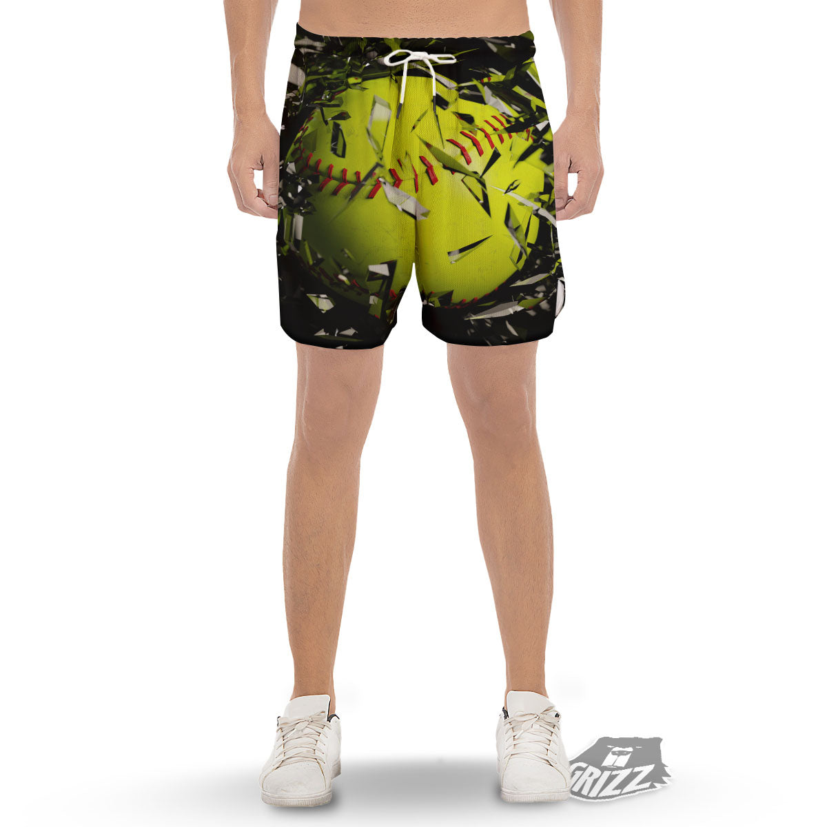 3D Baseballs Print Men's Gym Shorts-grizzshop