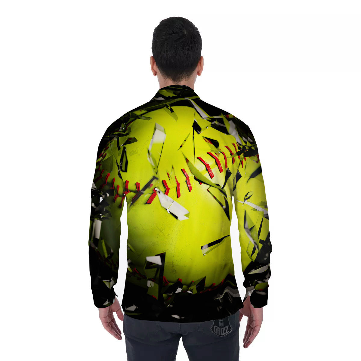 3D Baseballs Print Men's Long Sleeve Shirts-grizzshop