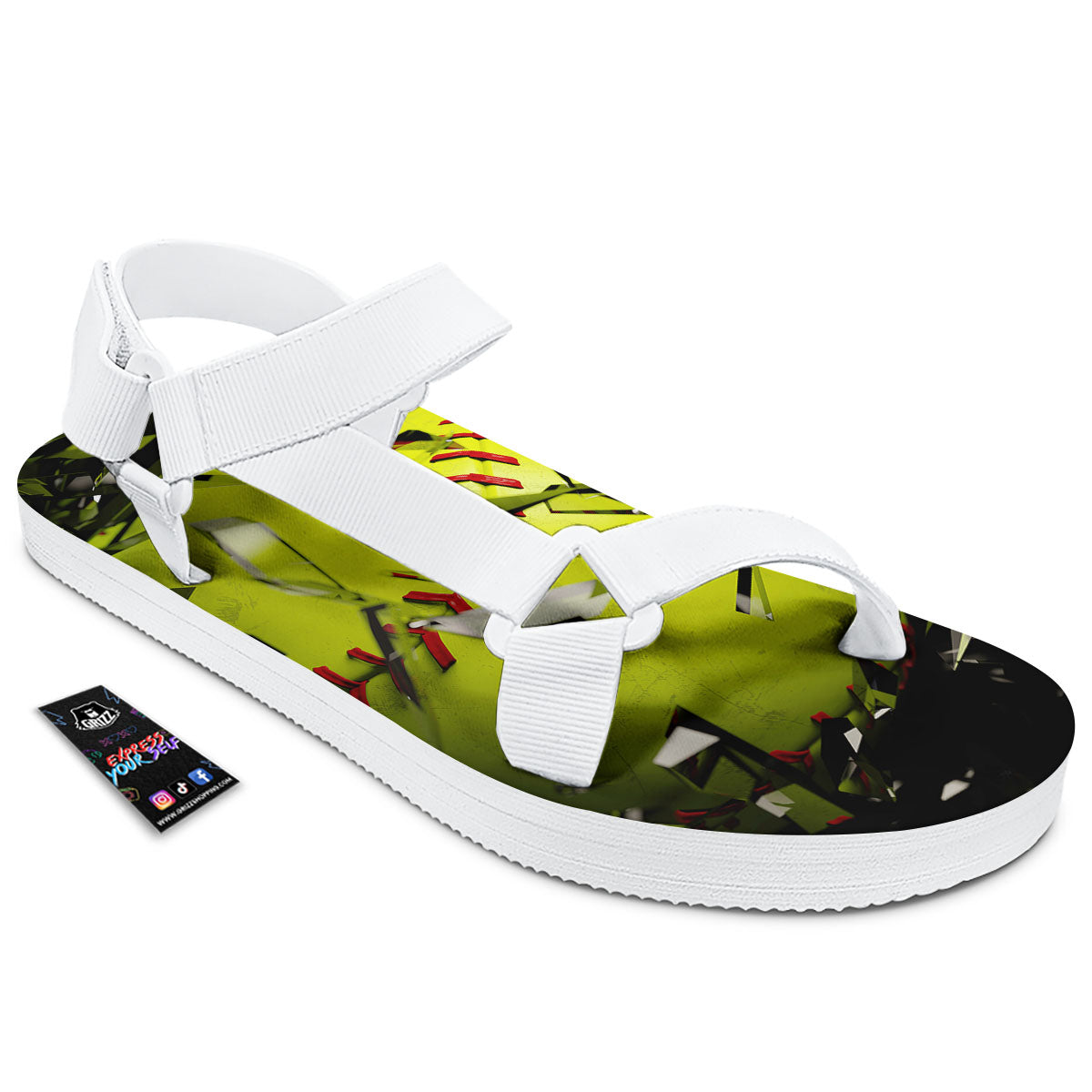 3D Baseballs Print White Open Toe Sandals-grizzshop