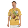 3D Coconut Print Men's Golf Shirts-grizzshop