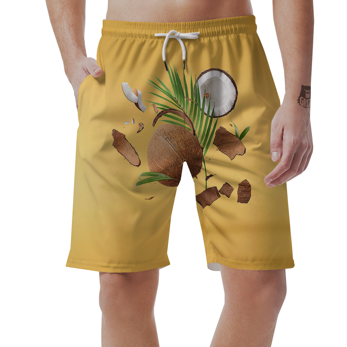 3D Coconut Print Men's Shorts-grizzshop