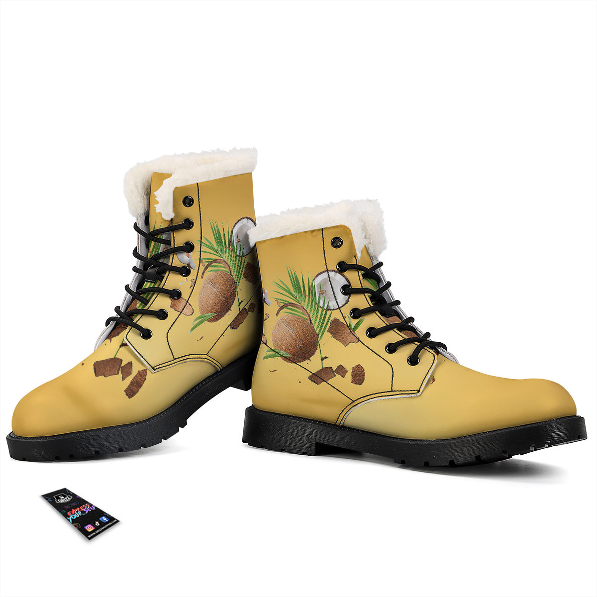 3D Coconut Print Winter Boots-grizzshop