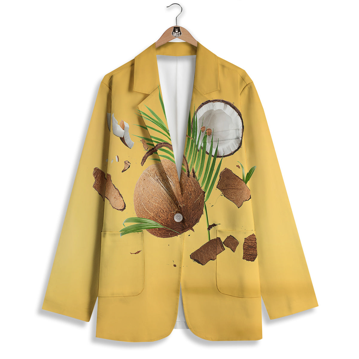 3D Coconut Print Women's Blazer-grizzshop