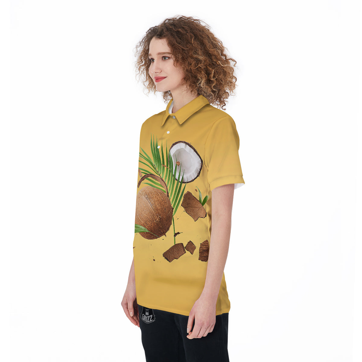3D Coconut Print Women's Golf Shirts-grizzshop