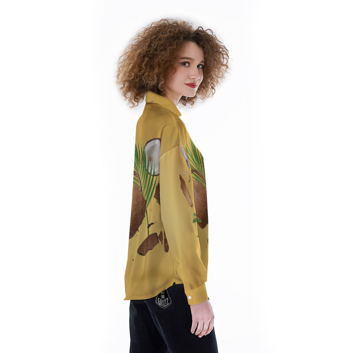 3D Coconut Print Women's Long Sleeve Shirts-grizzshop