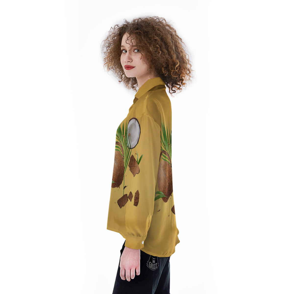 3D Coconut Print Women's Long Sleeve Shirts-grizzshop