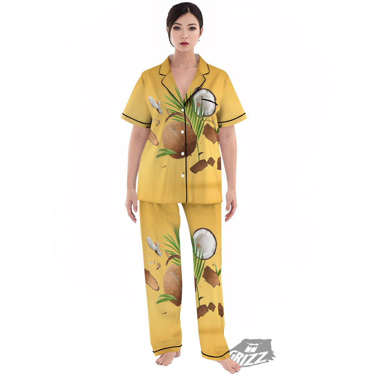 3D Coconut Print Women's Pajamas Set-grizzshop