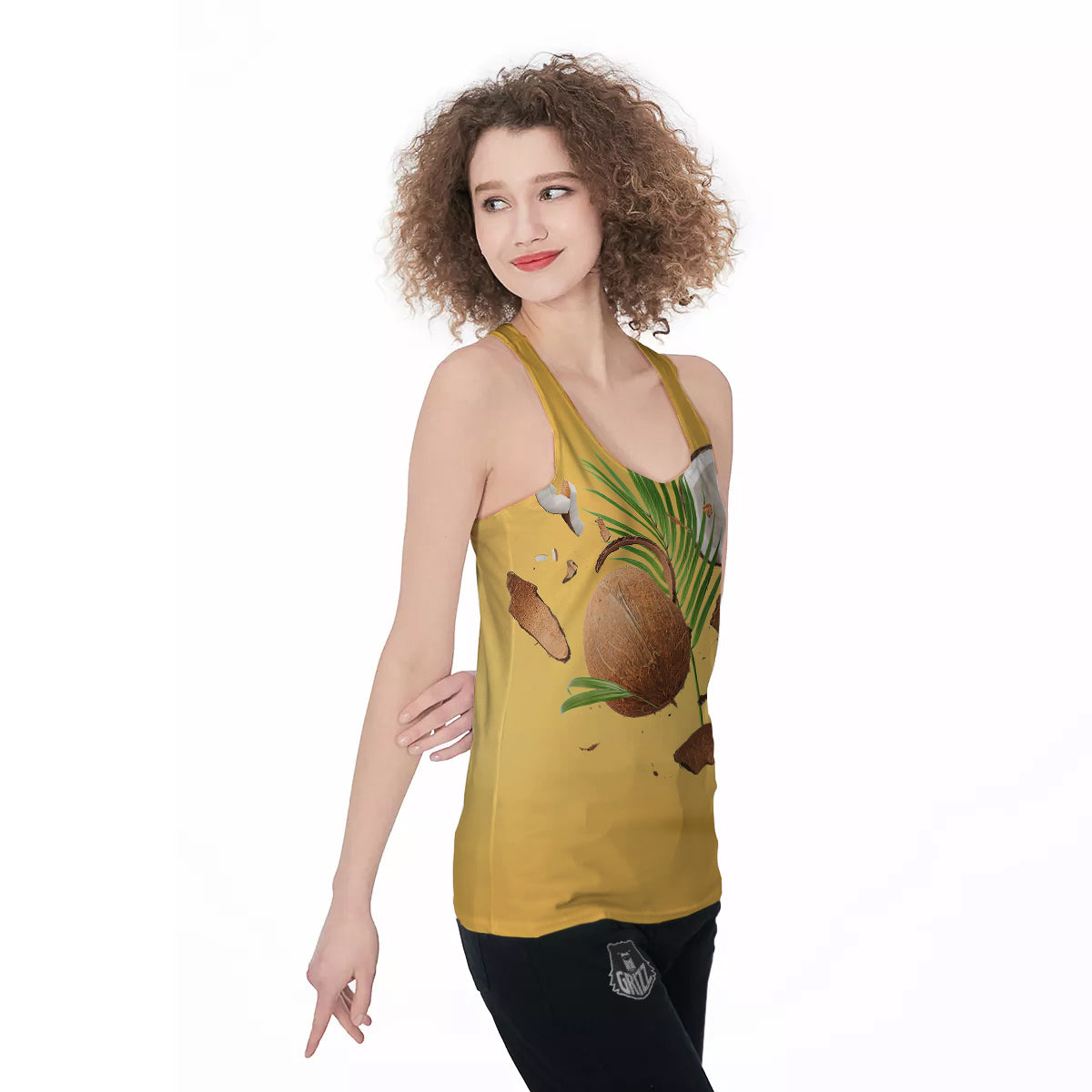 3D Coconut Print Women's Racerback Tank Top-grizzshop