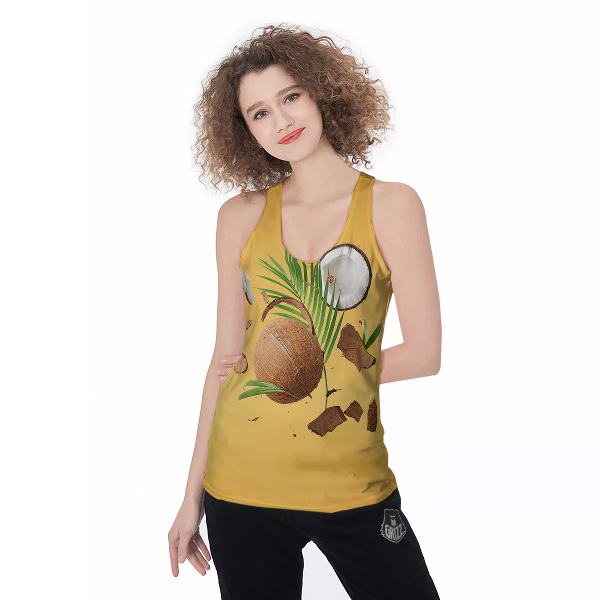 3D Coconut Print Women's Racerback Tank Top-grizzshop