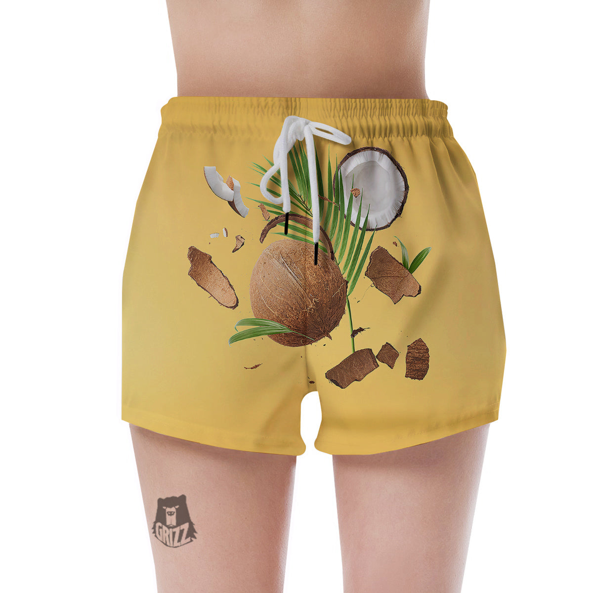 3D Coconut Print Women's Shorts-grizzshop