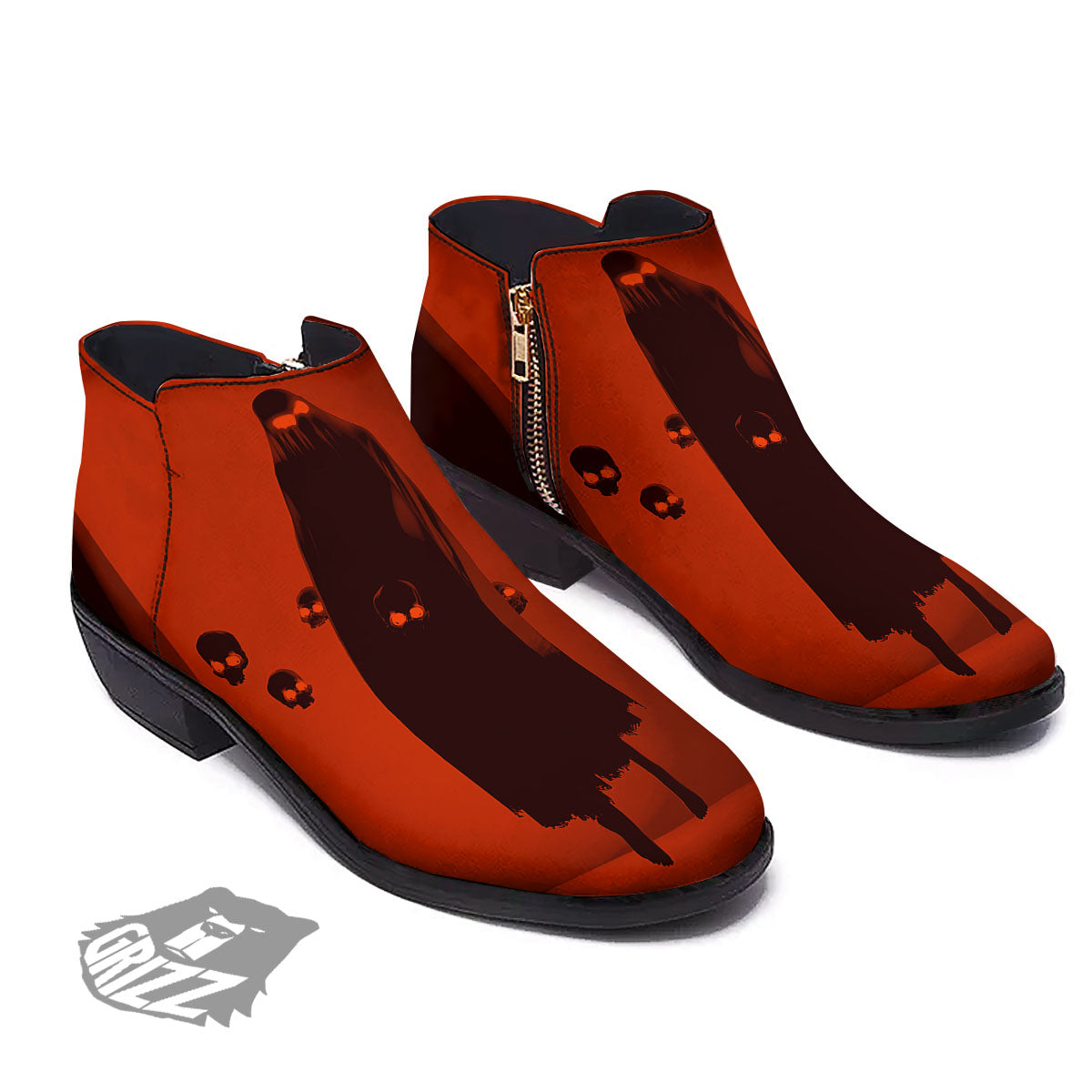 3D Ghost In The Darkness Print Ankle Boots-grizzshop
