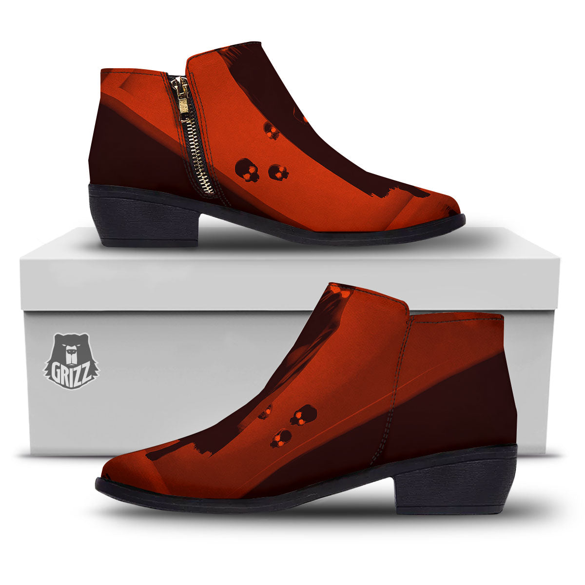 3D Ghost In The Darkness Print Ankle Boots-grizzshop