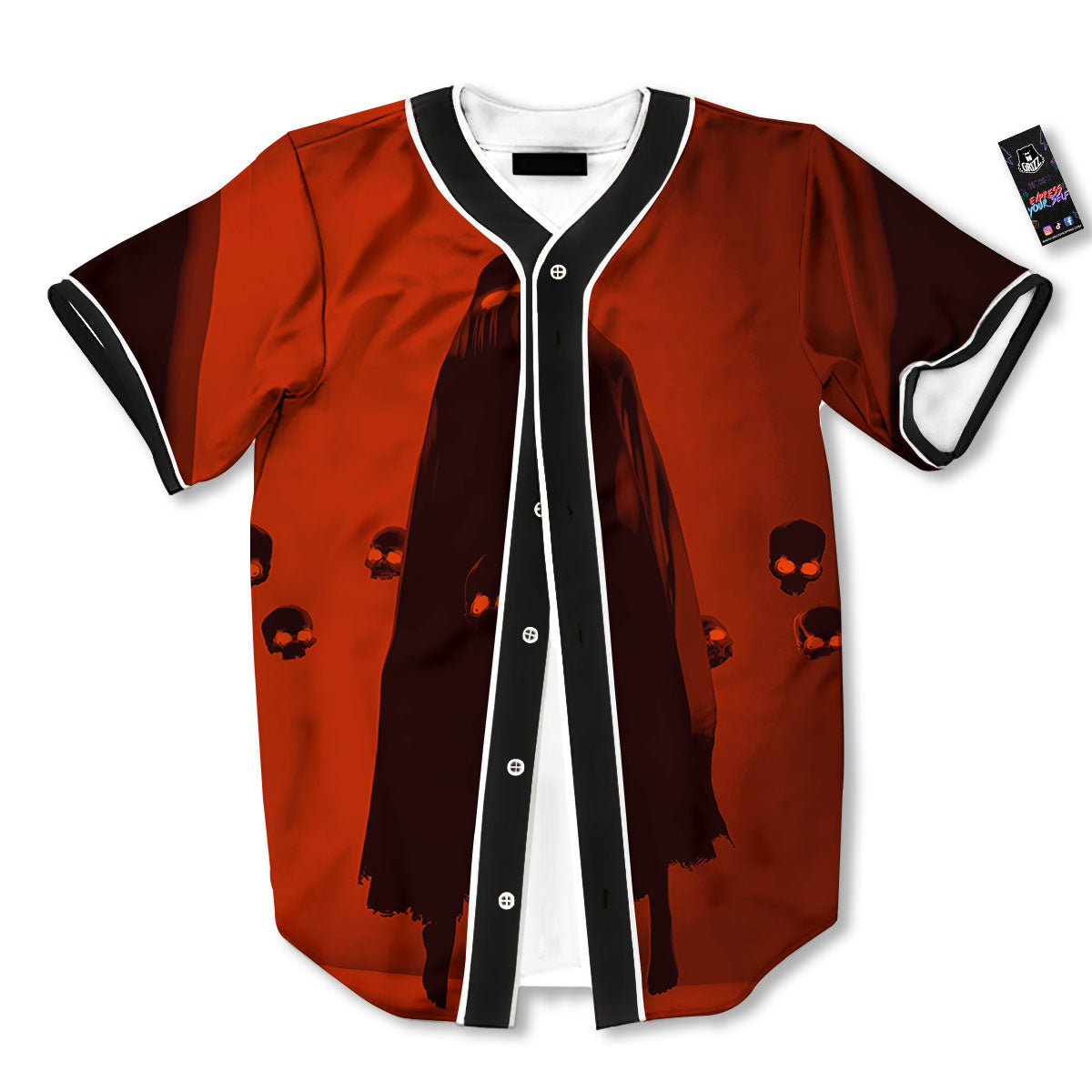 3D Ghost In The Darkness Print Baseball Jersey-grizzshop