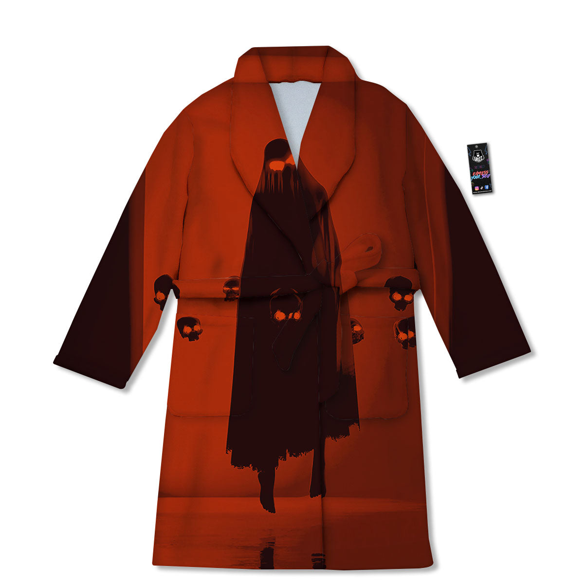 3D Ghost In The Darkness Print Bathrobe-grizzshop