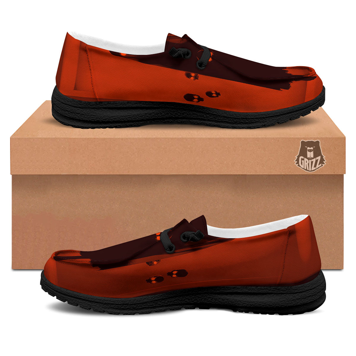 3D Ghost In The Darkness Print Black Loafers-grizzshop