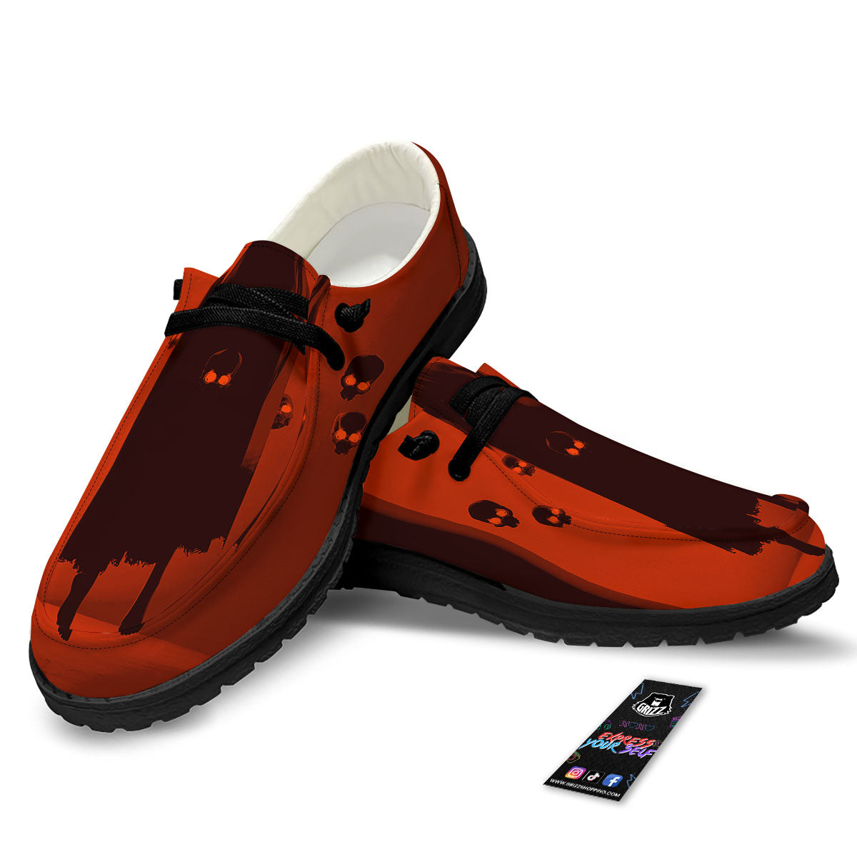 3D Ghost In The Darkness Print Black Loafers-grizzshop