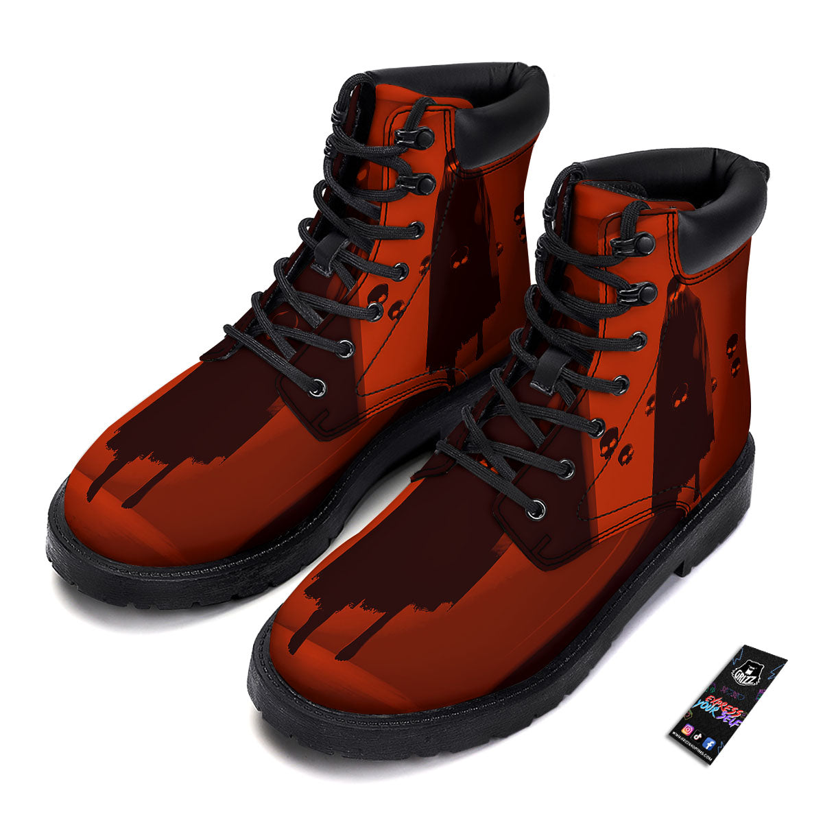 3D Ghost In The Darkness Print Boots-grizzshop