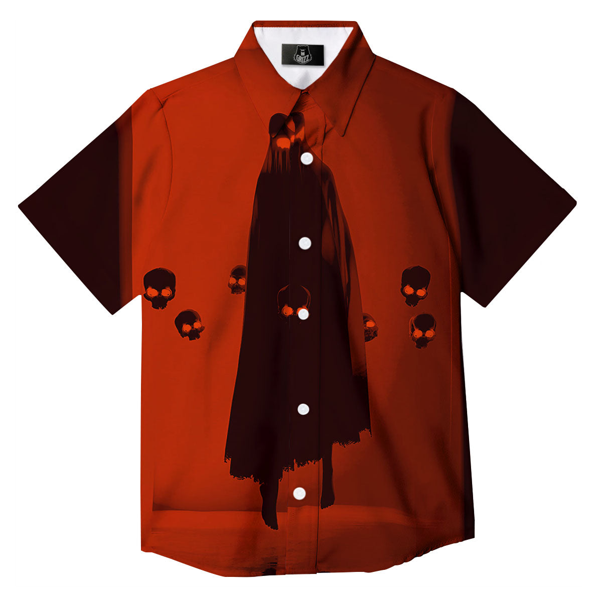3D Ghost In The Darkness Print Button Up Shirt-grizzshop