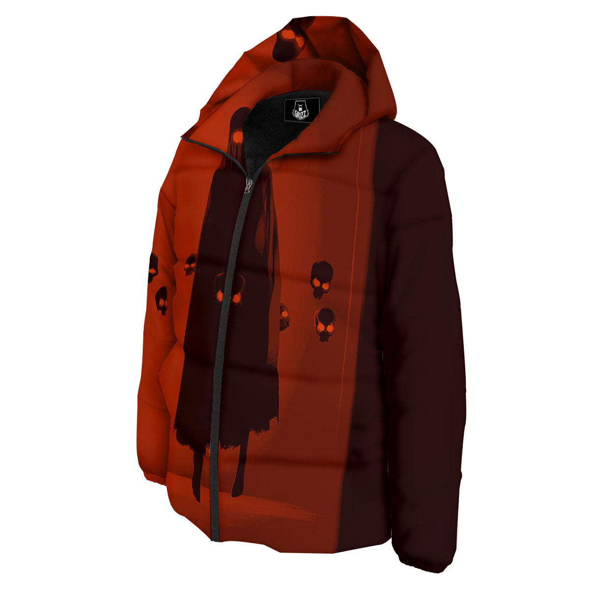 3D Ghost In The Darkness Print Down Jacket-grizzshop
