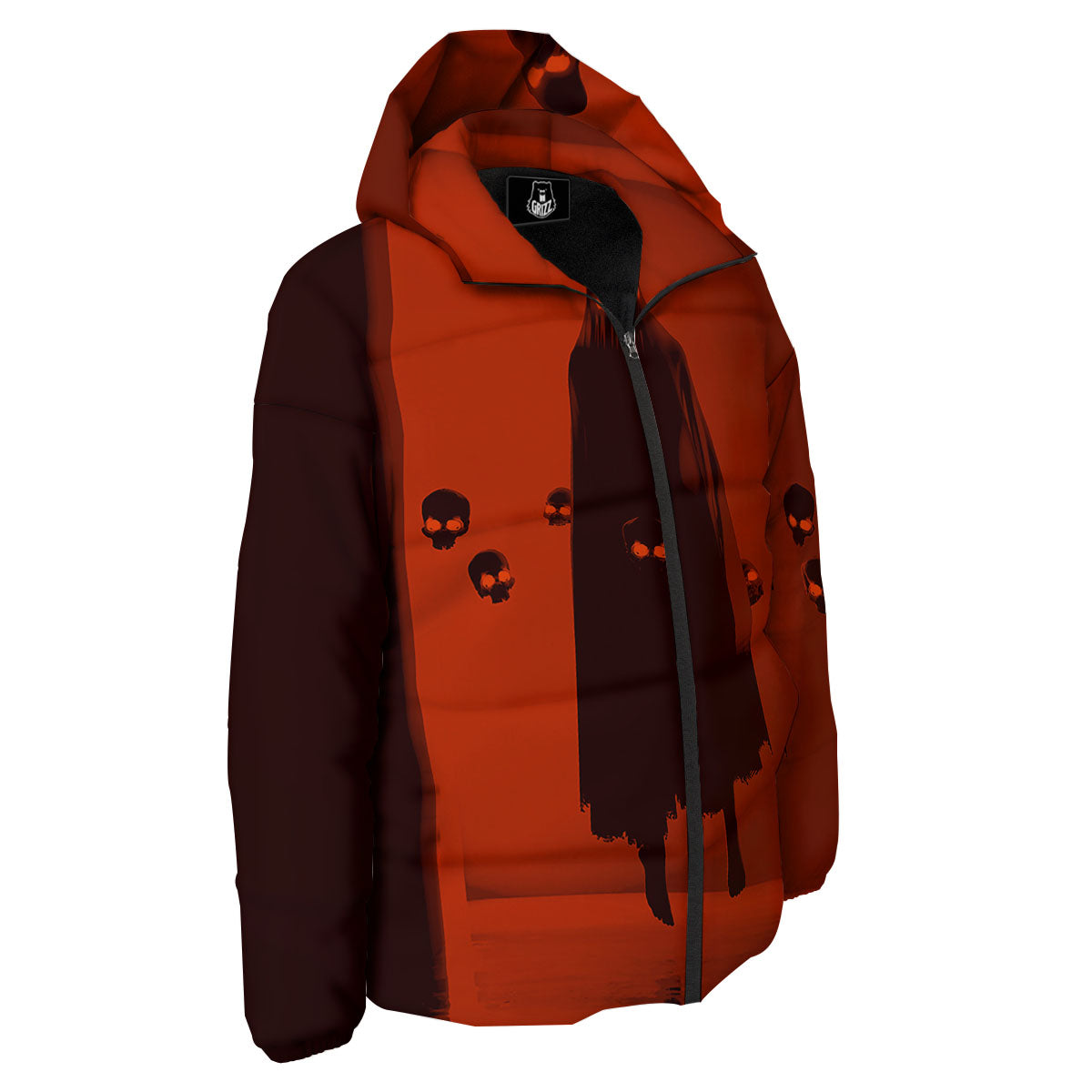 3D Ghost In The Darkness Print Down Jacket-grizzshop