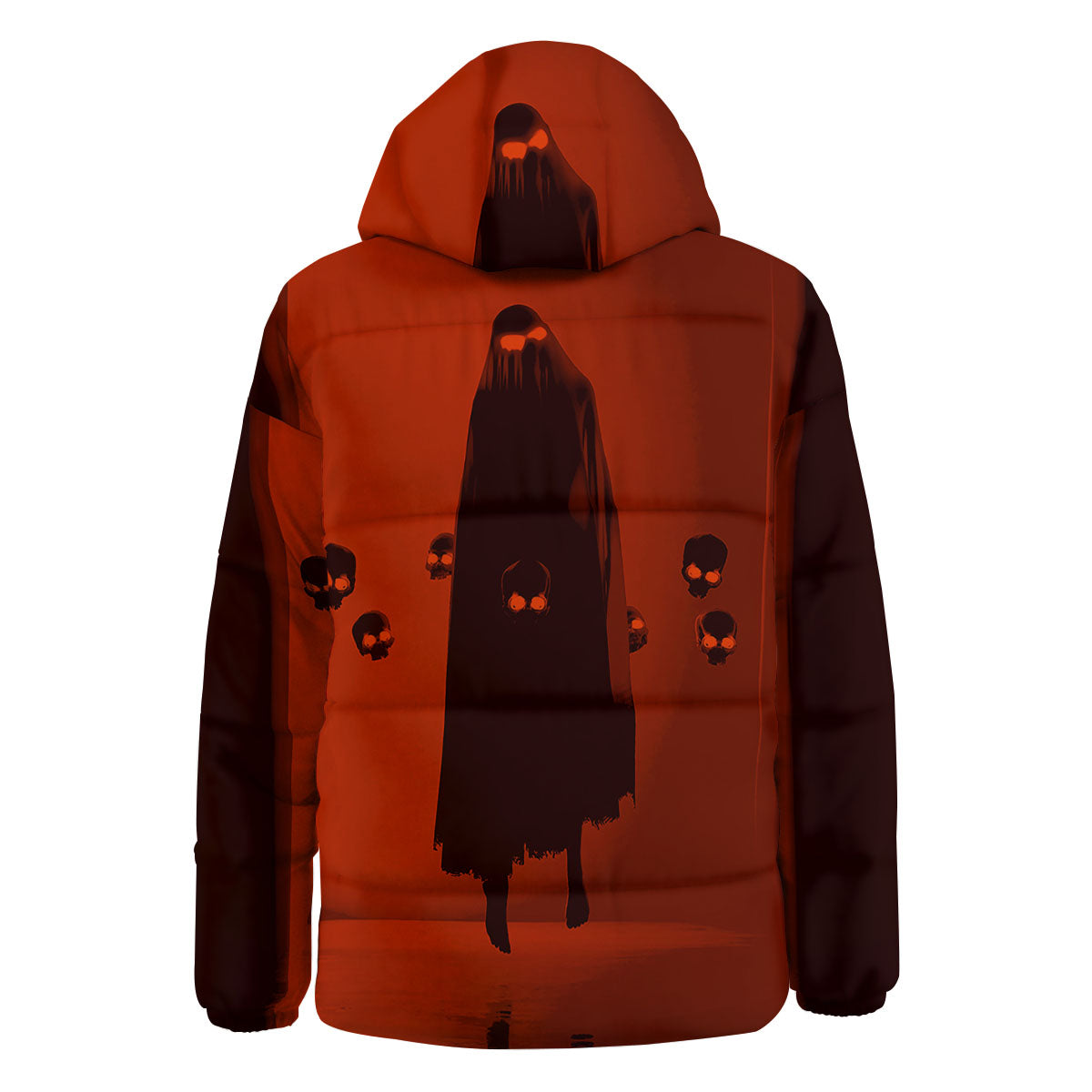 3D Ghost In The Darkness Print Down Jacket-grizzshop