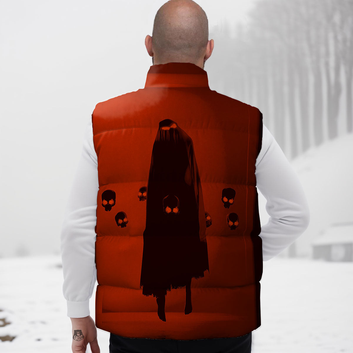 3D Ghost In The Darkness Print Down Vest