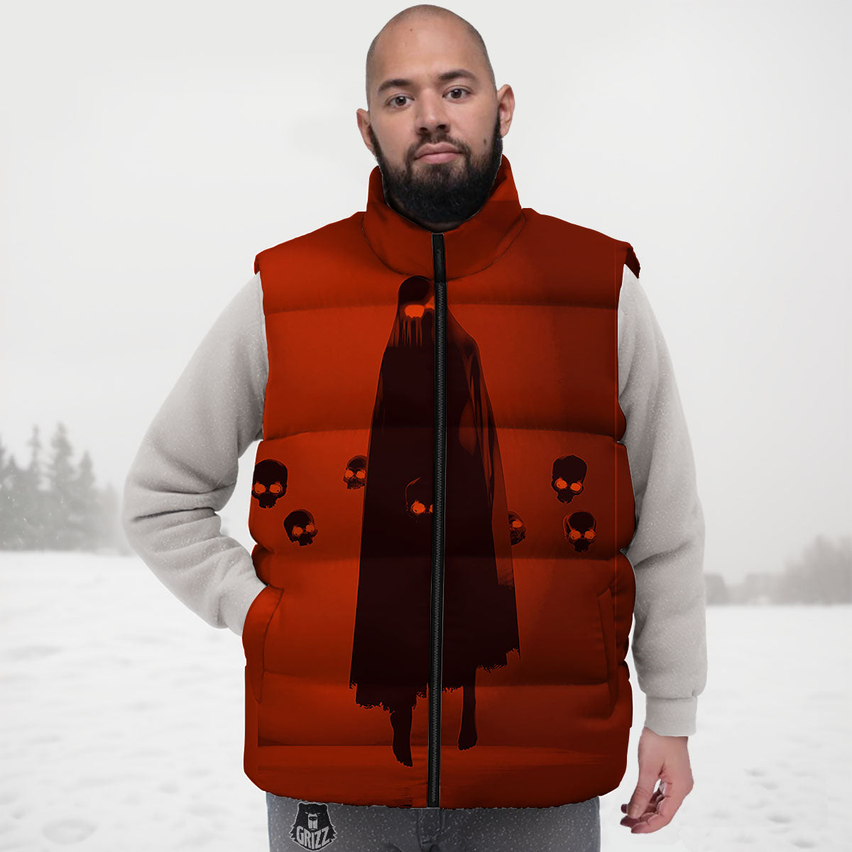 3D Ghost In The Darkness Print Down Vest