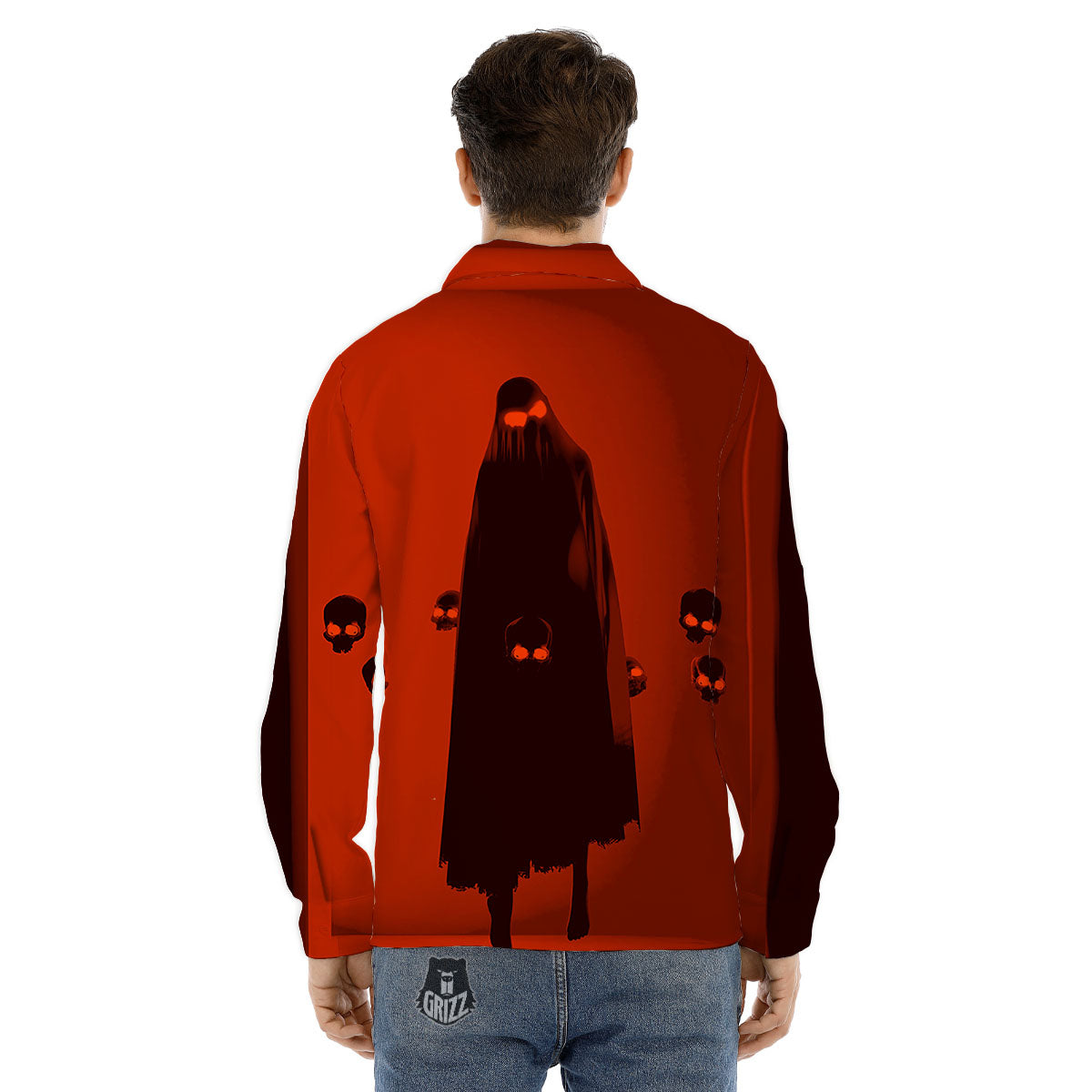 3D Ghost In The Darkness Print Men's Dress Shirts-grizzshop