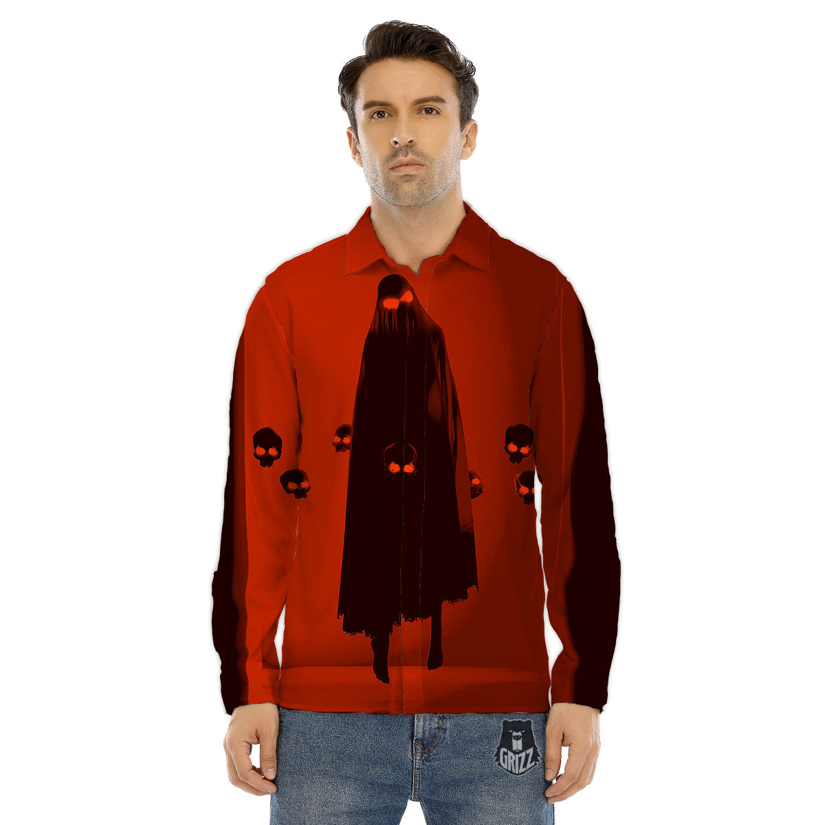 3D Ghost In The Darkness Print Men's Dress Shirts-grizzshop