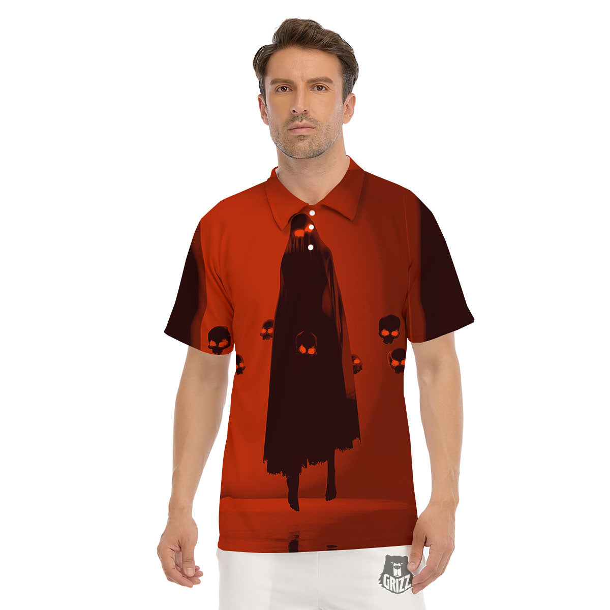 3D Ghost In The Darkness Print Men's Golf Shirts-grizzshop