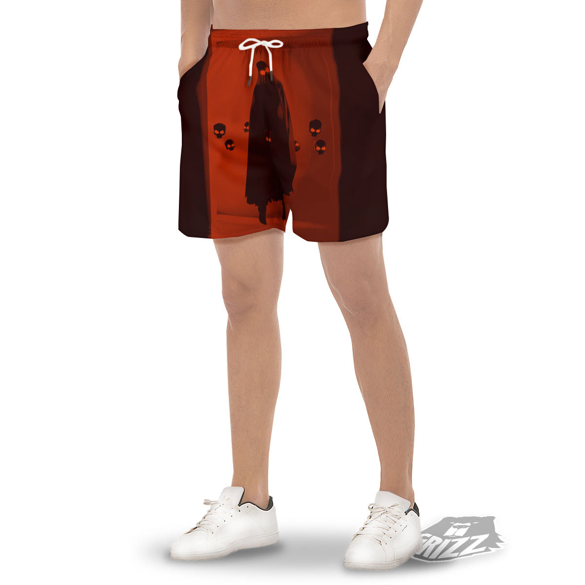 3D Ghost In The Darkness Print Men's Gym Shorts-grizzshop
