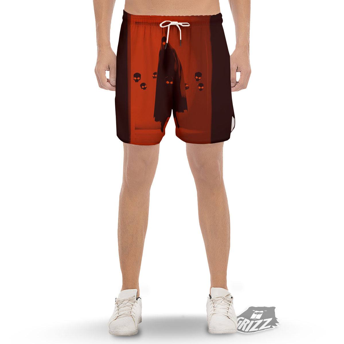 3D Ghost In The Darkness Print Men's Gym Shorts-grizzshop