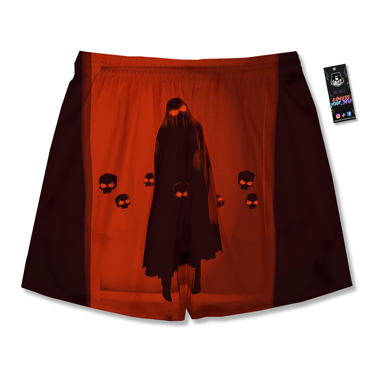 3D Ghost In The Darkness Print Men's Running Shorts-grizzshop