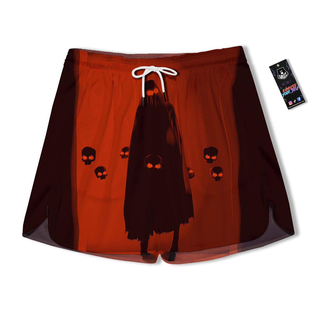 3D Ghost In The Darkness Print Men's Running Shorts-grizzshop