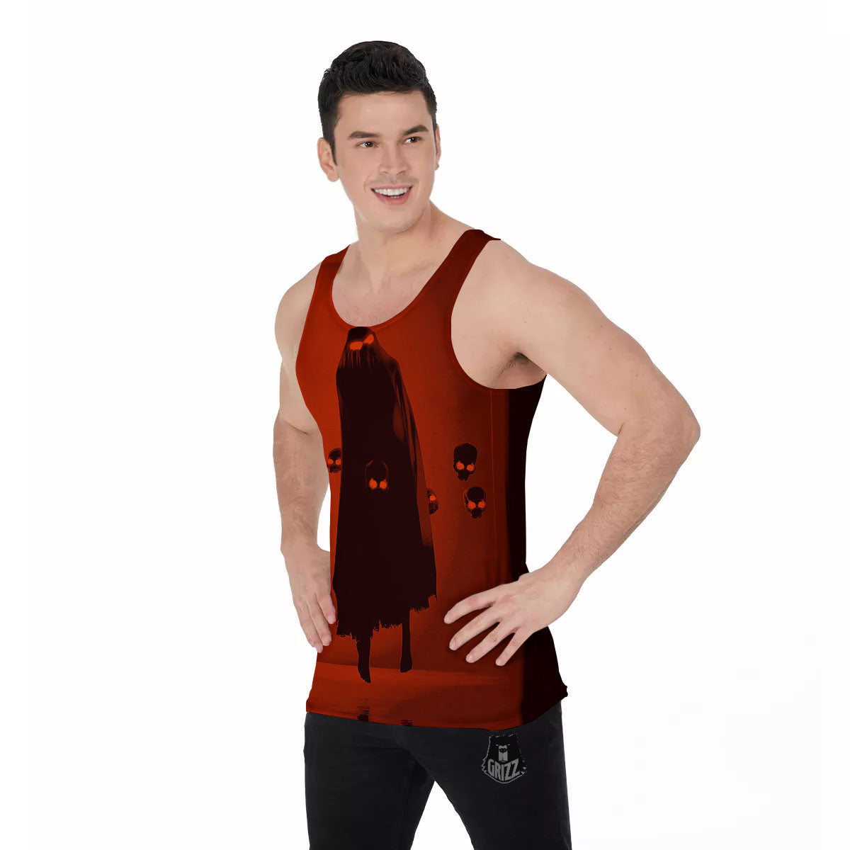 3D Ghost In The Darkness Print Men's Tank Top-grizzshop