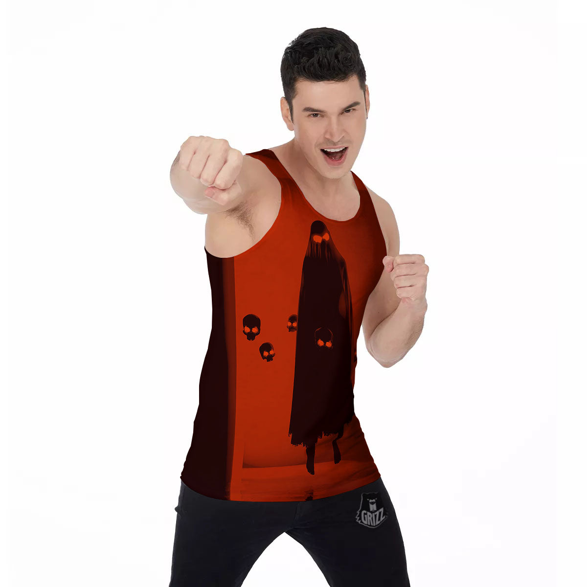 3D Ghost In The Darkness Print Men's Tank Top-grizzshop