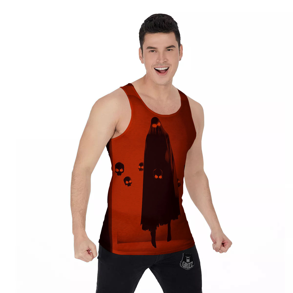 3D Ghost In The Darkness Print Men's Tank Top-grizzshop