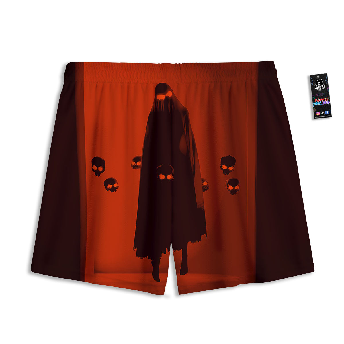3D Ghost In The Darkness Print Mesh Shorts