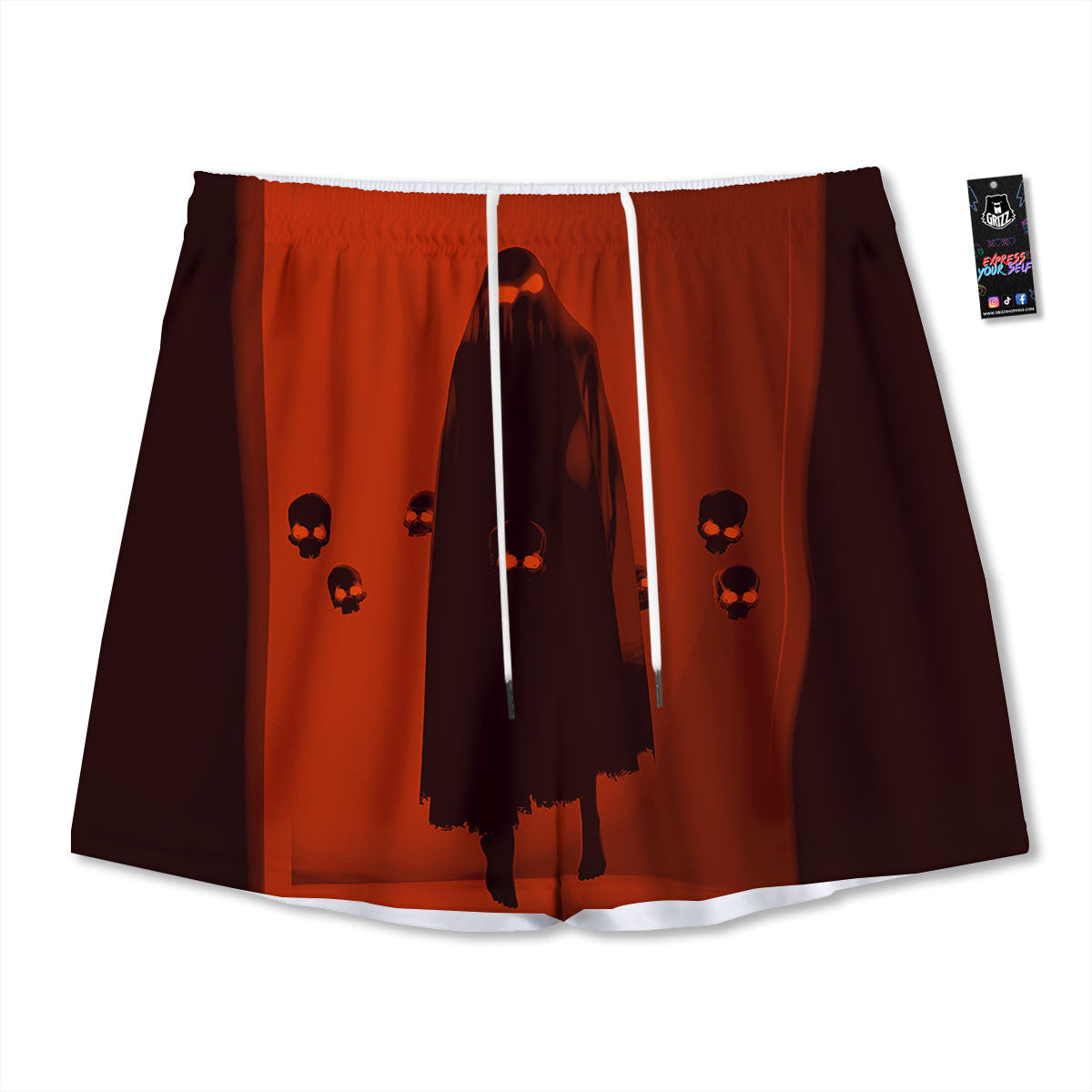 3D Ghost In The Darkness Print Mesh Shorts