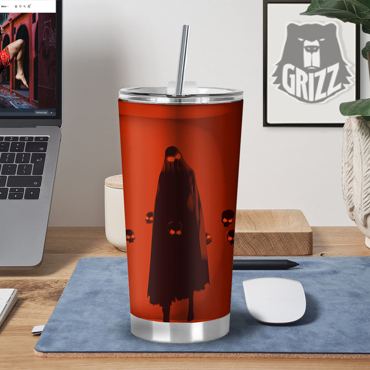 3D Ghost In The Darkness Print Tumbler-grizzshop
