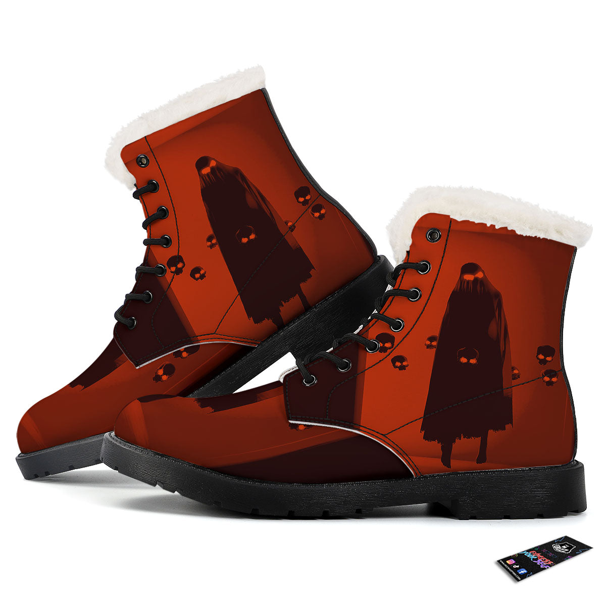 3D Ghost In The Darkness Print Winter Boots-grizzshop
